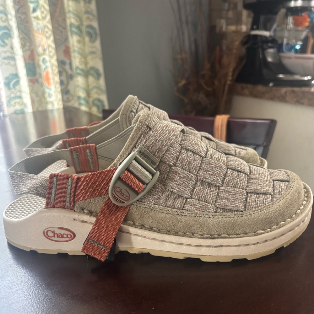Chaco Women Woven Sandals - Beige and Rust.